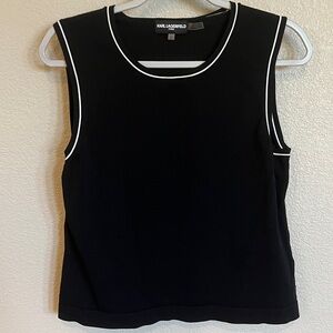 Karl Lagerfeld Black Tank Top with White Trim